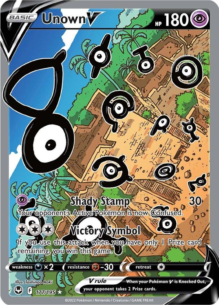 Unown V (Alternate Full Art) 177/195 NM