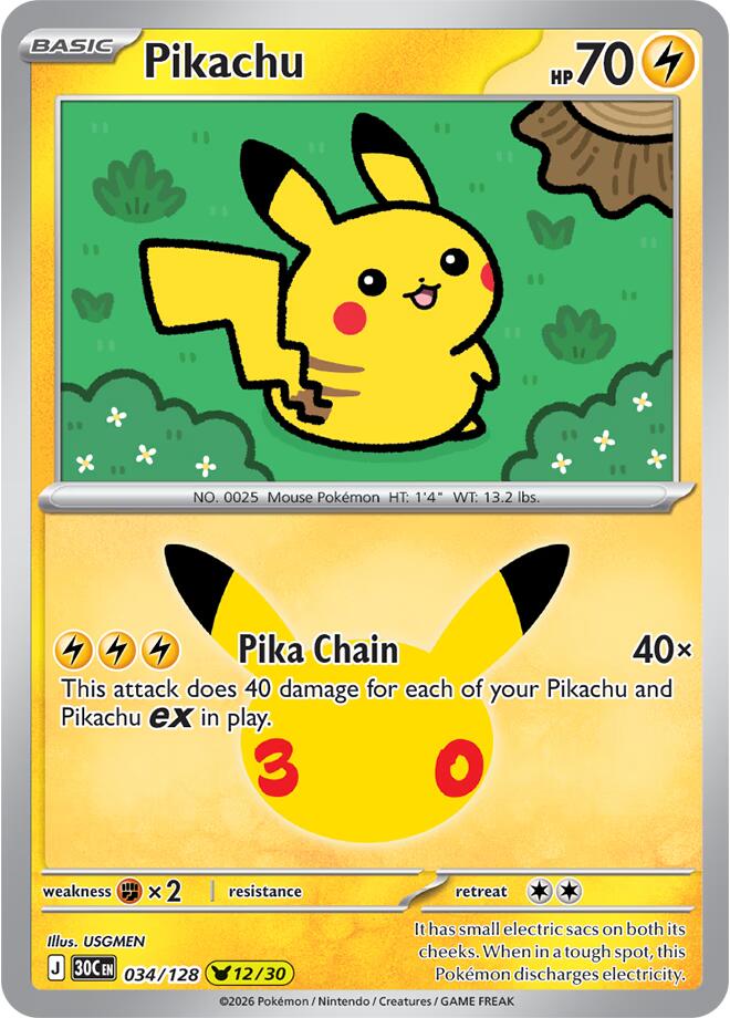 Pikachu 034/128 NM