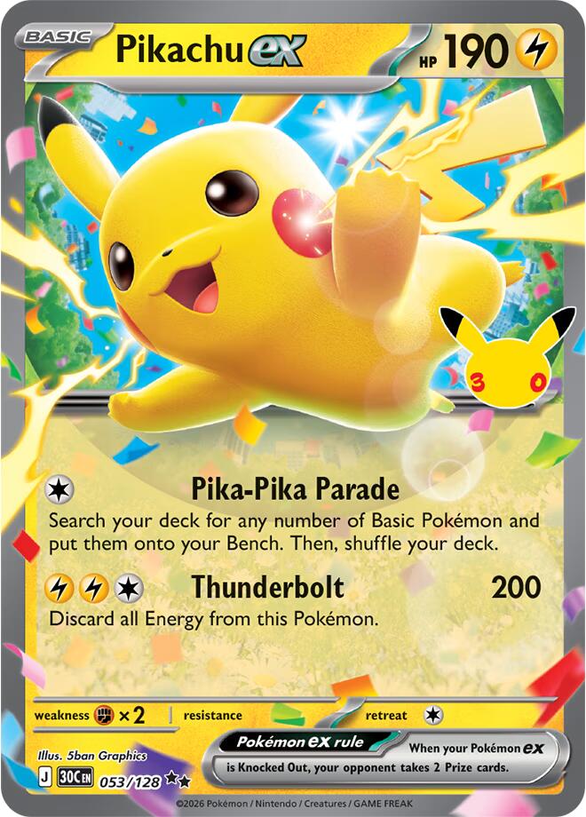 Pikachu ex 053/128 NM
