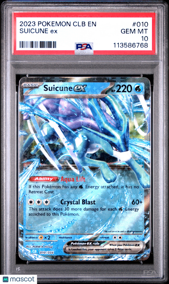 Suicune EX #010 2023 Pokemon CLB-Trading Card Game Classic PSA 10
