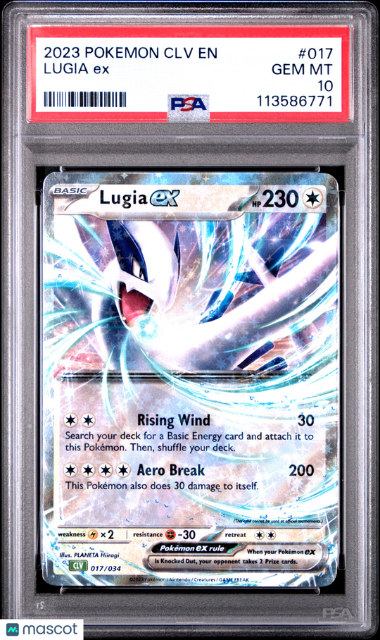 Lugia EX #017 2023 Pokemon CLV-Trading Card Game PSA 10