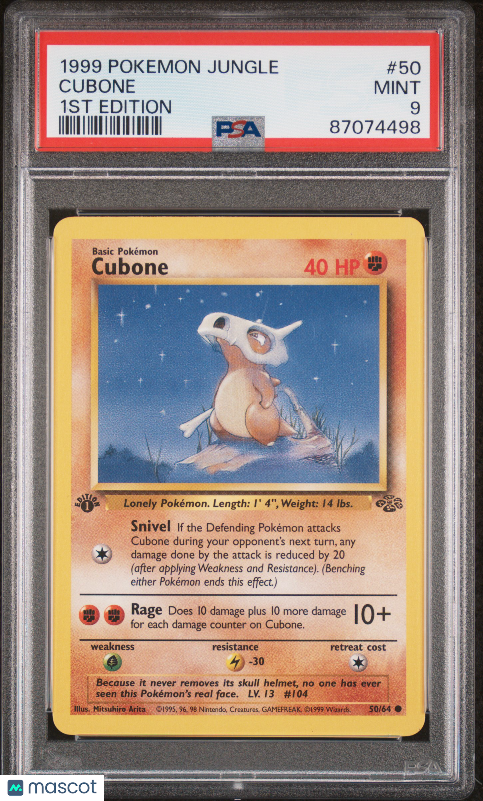 Cubone 1ST Edition #50 1999 Pokemon Jungle PSA 9 87074498
