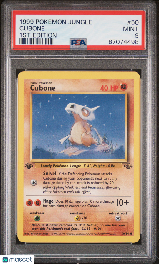 Cubone 1ST Edition #50 1999 Pokemon Jungle PSA 9 87074498