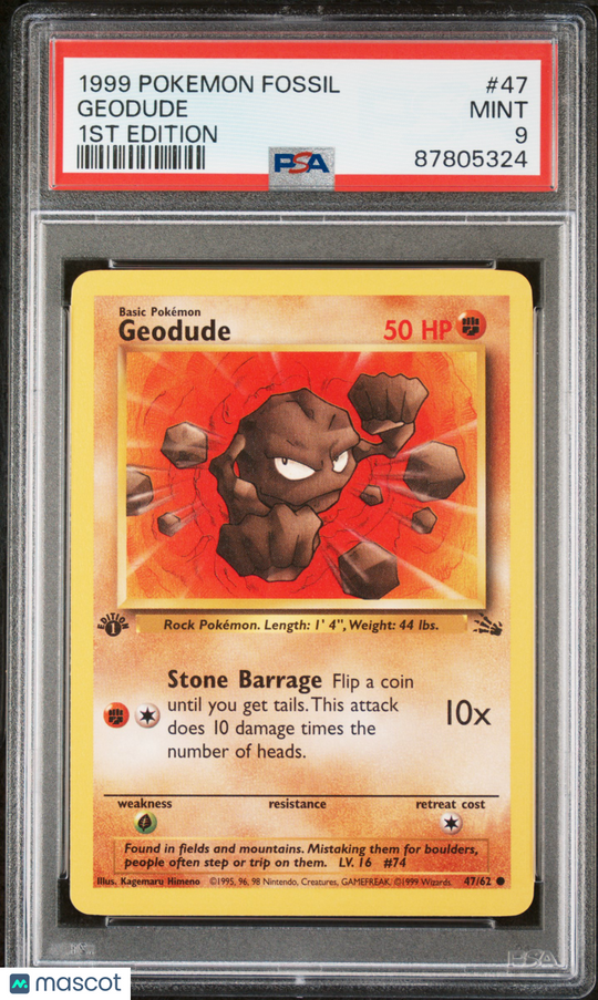 Geodude 1ST Edition #47 1999 Pokemon Fossil PSA 9 87805324