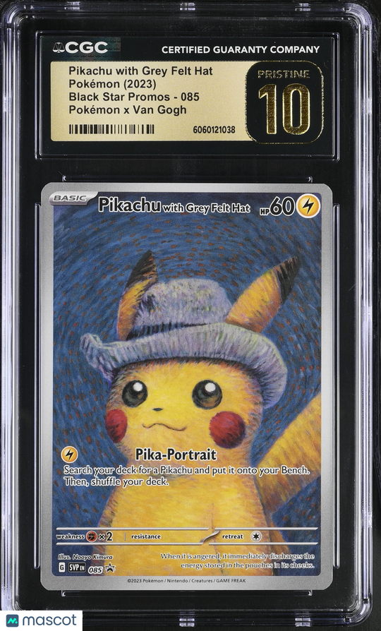 2023 Pokemon Black Star Promos Pikachu with Grey Felt Hat Pokémon x Van Gogh #085 CGC 10