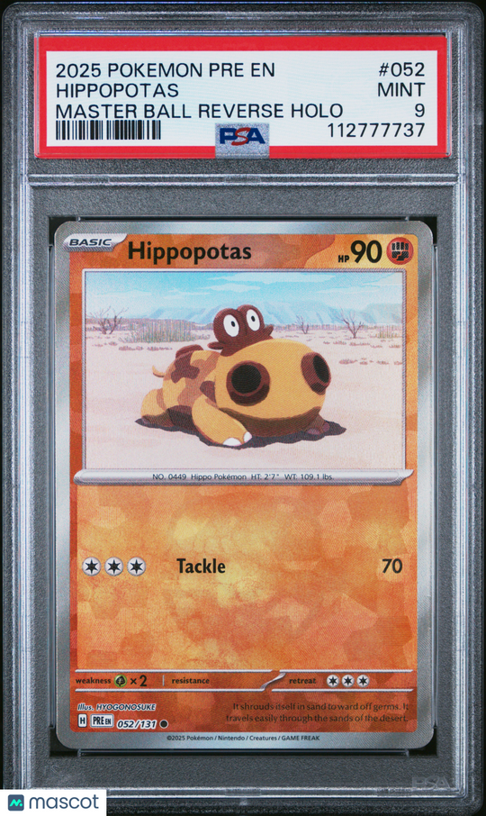 Hippopotas #052 2025 Pokemon Pre EN-Prismatic Evolutions PSA 9