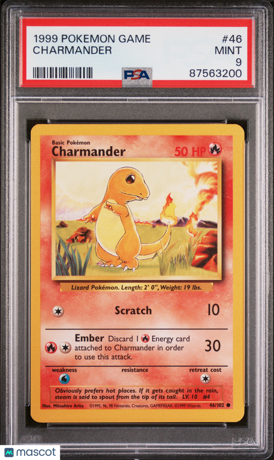 Charmander #46 1999 Pokemon Game PSA 9 87563200